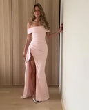 Fongt Summer New Shoulder-Opened Women's Temperament Evening Dress Dress
