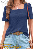 Hollow Square Collar Blouse Summer Women Casual Women's Shirt Loose Tops Short Sleeve Lace Fashion Blouses Blusas