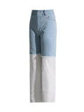 Australian Niche Brand High-Rise Straight Trousers 2025 New Personality Design Stitching Mesh Yarn Diamond Jeans