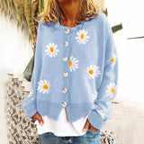 Fongt 2023 Autumn / Winter Sweater Women's Small Autumn Chrysanthemum Embroidery Needle Knitting Cardigan Women's