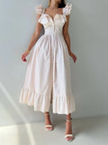 Fongt Temperament Commuting Style Leaf Side Striped Dress Women's Summer Senior Neck Cuff Double Design Women's Clothing