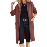 Fongt Women's New Autumn And Winter Fashion Women's Long Hair To Open The Jacket