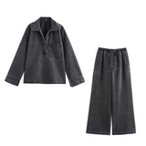 Fongt Street Fashion Straight Trousers Set Women's Spring Top Denim Casual Dress