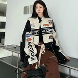 Bomber Woman Varsity Jackte Detachable Hem Vintage American Baseball Long Sleeves Coats Race Car Jackets Coat 2022