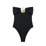 Fongt New Metal Collar Repair Body One-Suit Swimsuit 0167216