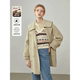 Double Breasted 100% Wool Coat Women Elegant Cashmere Long Winter Coat Female Oversized Vitnage Blend Jacket
