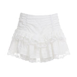 Fongt Retro Lace Irregular Low-Rise Half-Dress Temperament Holiday Folding Folded Thin A-Word Skirt
