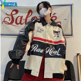 Black Bomber Woman Varsity Leather Jacket Green Racing Oversize Unisex Baseball Motorcycle Jacket Women's Winter