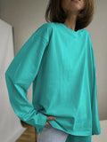 Fongt Spring And Autumn New Solid Color Long-Sleeved T-Shirt Women Hot BF Wind Lengthn Cotton Top 3317A