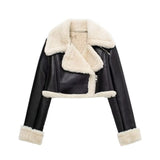Fongt New Autumn And Winter Double-Sided Locomotive Jacket Jacket Women's Short-Colored Zipper Top