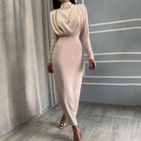 Model Autumn Fashion Temperament Waist-controlled Solid Color Long Sleeve