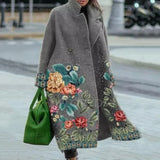 2023 Spring Autumn Women's Overcoats Matching Plaid Long Sleeve Lapel Coat Printed Woolen Coat Women Clothes Female