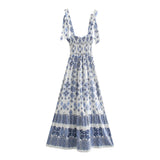 Fongt Women's New Blue Print Sling Dress 1157