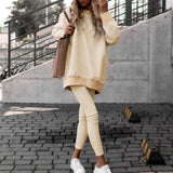 Fongt Women's Loose Collar Movement Fashion Long-Sleeved Sweating Spring Wearing A Set Of Women's Crocus