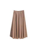 Fongt Xixi 2025 Autumn New Temperament Commute High-Waisted Half-Body Skirt PU Folding A-Skin Skirt 85018