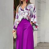Fongt Women's Dress 2025 Printed Shirt Long-Sleeved INS Style Trousers Fashion Winter Wear Set