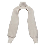 Fongt Autumn And Winter Explosion Women's Lantern Sleeve High-Necked Wool Sleeve Net Color Sweater