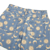 denim Shorts Fit Planet Printed Pattern Shorts Women Short Pant School Loose Streewear Sun Star Ladies Short