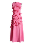 Spring 2025 New Fashion Sexy Sleeveless Three-Dimensional Flower Splicing Design Slimming Long