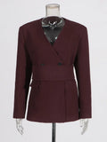 Australian Casual Simple High-End Set 2025 New Temperament V-Neck Waist Thin Suit + Solid Broad-Legged
