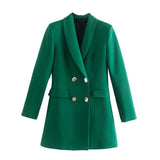 Women's Spring And Autumn Fashion Double Breasted Slim Fit Long Double Breasted Coat Retro Long Sleeved Women's
