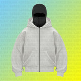 Fongt And Winter Personality Double Hat Design Hoodie Zipper Open Shirt Casual Coat Y2K