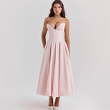 Fongt 2025 New Sexy Long Dress With Chest Dress V Pointed Fish Bone Gird Waist A Swing Dress Woman