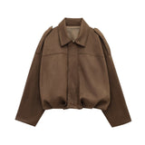Fongt New Velvet Texture Effect Bomber Jacket Jacket