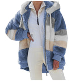 Fongt Hot New Autumn And Winter Loose Plush Multi-Color Hooded Coat Woman