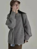 Fongt And Winter Lazy Style Retro Round Collar Collar Loose Horse Hair Pure Color Wear Inside And Thicken Sweater Female Tide