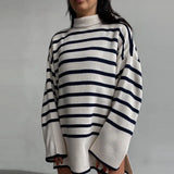 Knitted Split Turtleneck Women Sweater Winter Long Flare Sleeve Pullover Ladies 2022 Autumn Loose Casual Female