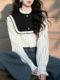 Fongt Spring Han Han Super Beautiful Beautiful Black And White Striped Shirt Female Design Sense Light Luxury To Reduce The Age Of The Gas Blouse