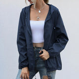 For Women 2021 Hooded Windproof Female Basic Zipper Coat Womens Clothing Solid Color Long Sleeve Casual Cardigan