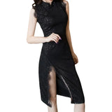 Fongt Girl Cheongsam Dress 2025 New Name Of The Retro Fashion Buds Lace Open Fork To Repair The Sexy Dress