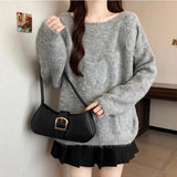 Fongt Three-Dimensional Butterfly Knitted Shirt Lazy Spring And Autumn Collar High-End Sweater Top New Spring And Autumn Winter