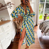 Autumn Sexy Lace-up Regular Sleeve Waist-controlled V-neck Shirt Elegant