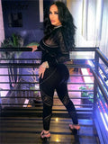 Thin Sexy Patchwork Stocking Lingerie Women See Through Jumpsuit Full Sleeve One Piece Female Inside Midnight Clothing-Outfit