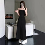 Women Sexy Sleeveless Maxi Dress Spaghetti Strap Backless Slim RobeParty Clubwear-Outfit