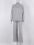 Knitted Women Tracksuit 2022 Autumn Winter Casual Turtleneck Long Sleeved Sweater Top Wide Leg Pants Suits Sweater