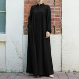 Fongt New Muslim Women's Clothing Middle Eastern Arab Style Zippered Open-Shirt Into The Bag Temperament Loose Dress