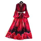 Fongt Collar Nail Bead Lantern Sleeve Pearl Belt To Collect Long-Term Printed Pressure Skirt