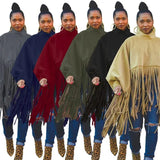 Fringe Tassel Tops Women Winter Clothes Turtleneck Pullovers Long Sleeve Harajuku Y2k Loose Casual Sweatshirt-Outfit