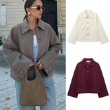 Fongt Women's ZA Autumn And Winter Street Fashion Short Shirt Collar Collar Hair Coat