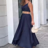 Fongt 2024 New Style Has Obvious Visible Fashion Retro Low Collar Loose Sling Satin Dress Woman-Outfit
