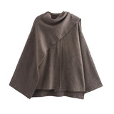 Fongt Autumn Women's Asymmetric Scarf Short Knitted Coat W063 2819