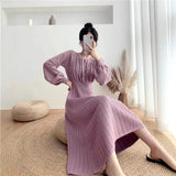 Fongt And Winter Goddess Fan Sweater Dress 2025 New Female Waist Thin French Style Knitted Dress Dress Dress Dress Dress