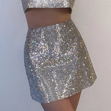 Nightclub Wind Bright Silk Solid Color Wrap Hip Show Thin Double Layer Skirt Female 2023 Spring New Model-Outfit