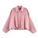 Fongt Spring New Velvet-Sensitive Collared Loose Bomber Jacket Jacket