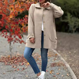 Fongt Autumn And Winter New Women's Collar Solid Color Casual Bow Hair Coat Women's Clothing
