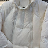 Hooded Light Cotton Jacket Women Irregular Warm Down Cotton Coat Windproof Sleeve Parker Multi Zipper Design